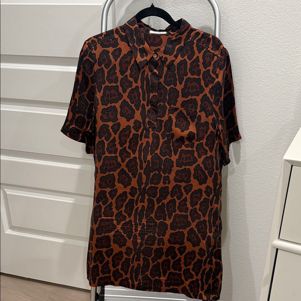 Equipment Leopard Print Button Down Shirt Dress